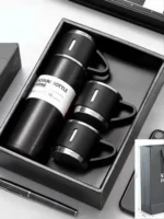 Stainless Steel Vacuum Flask with 2 Cups (500ml)